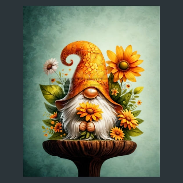 Floral Spring Gnomes 01 Metal Wall Art and Desktop Mouse Pad by X2Metal
