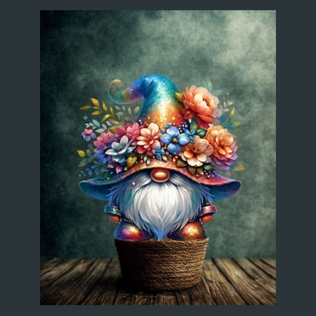 Floral Spring Gnomes 02 Metal Wall Art and Desktop Mouse Pad by X2Metal