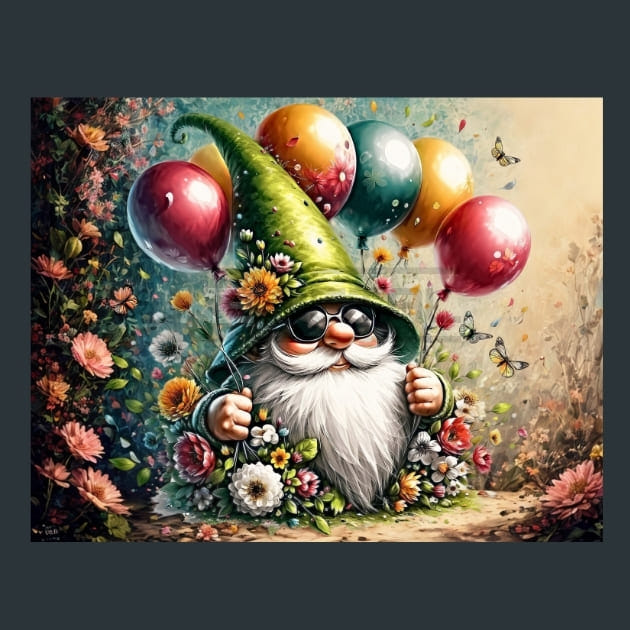 Floral Spring Gnomes 06 Metal Wall Art and Desktop Mouse Pad by X2Metal