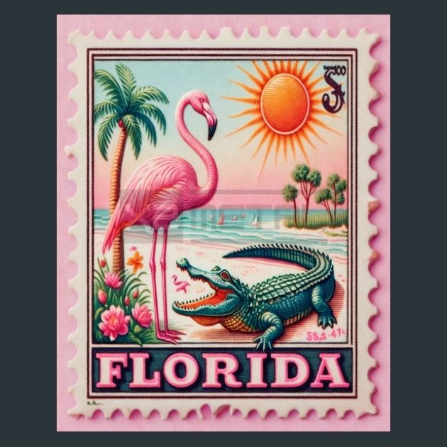 Florida-Stamp-Metal-Prints