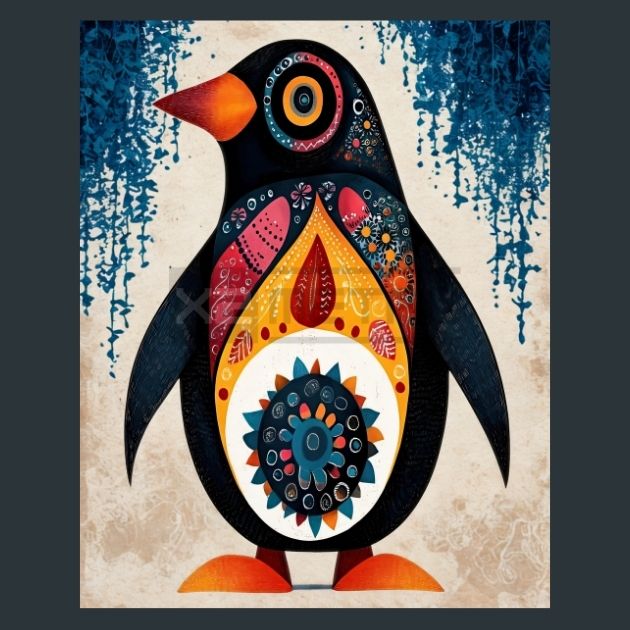 Folk-Art-Penguins-10-Metal-Prints