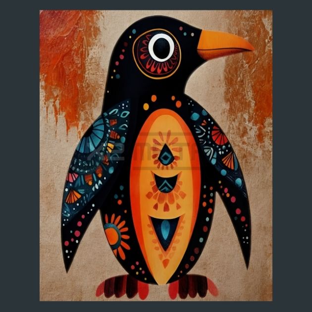 Folk-Art-Penguins-2-Metal-Prints