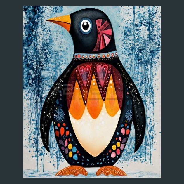 Folk-Art-Penguins-6-Metal-Prints