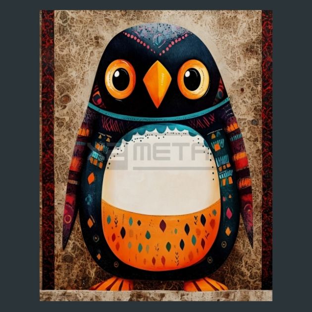 Folk-Art-Penguins-8-Metal-Prints