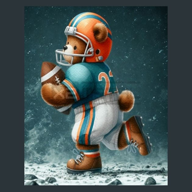 Football Bear 04 Metal Wall Art and Desktop Mouse Pad by X2Metal