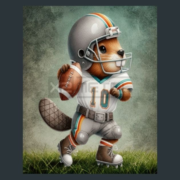 Football Beaver 11 Metal Wall Art and Desktop Mouse Pad by X2Metal