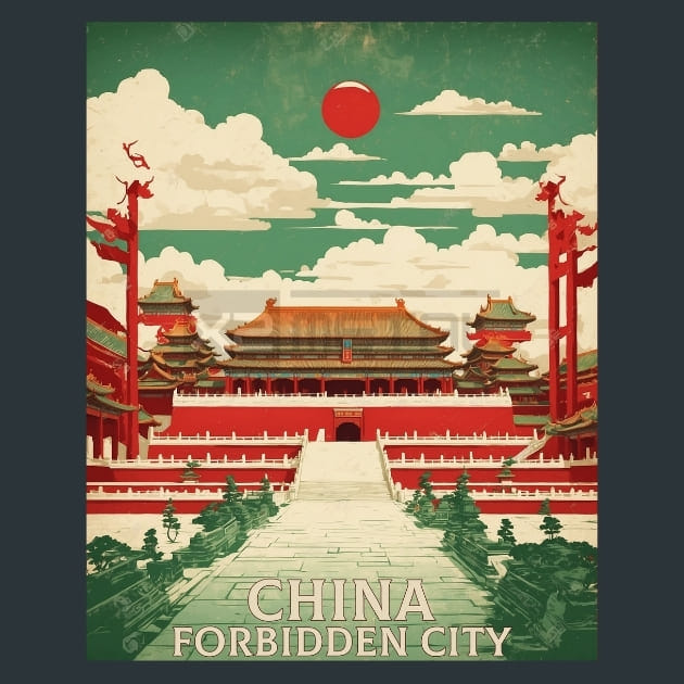 Forbidden City 2 China Metal Wall Art and Desktop Mouse Pad by X2Metal