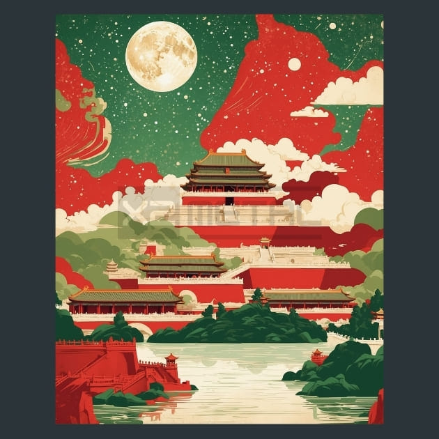 Forbidden City China Metal Wall Art and Desktop Mouse Pad by X2Metal