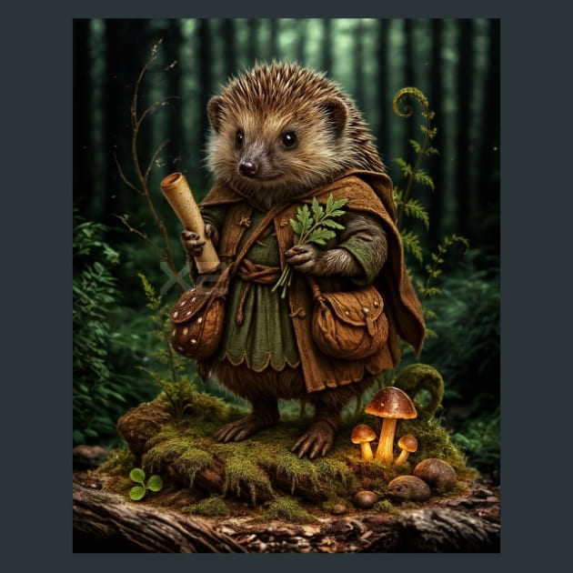Forest-Hedgehog-Herbalist-Magical-Forest-metal-prints-posters-mouse-pads