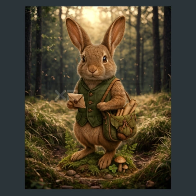 Forest-Rabbit-Postmaster-Magical-Forest-metal-prints-posters-mouse-pads