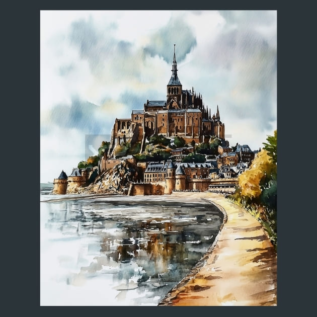 France Mont Saint Michel Metal Wall Art and Desktop Mouse Pad by X2Metal