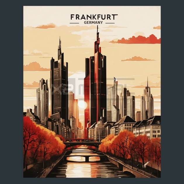Frankfurt Main 3 Germany Metal Wall Art and Desktop Mouse Pad by X2Metal