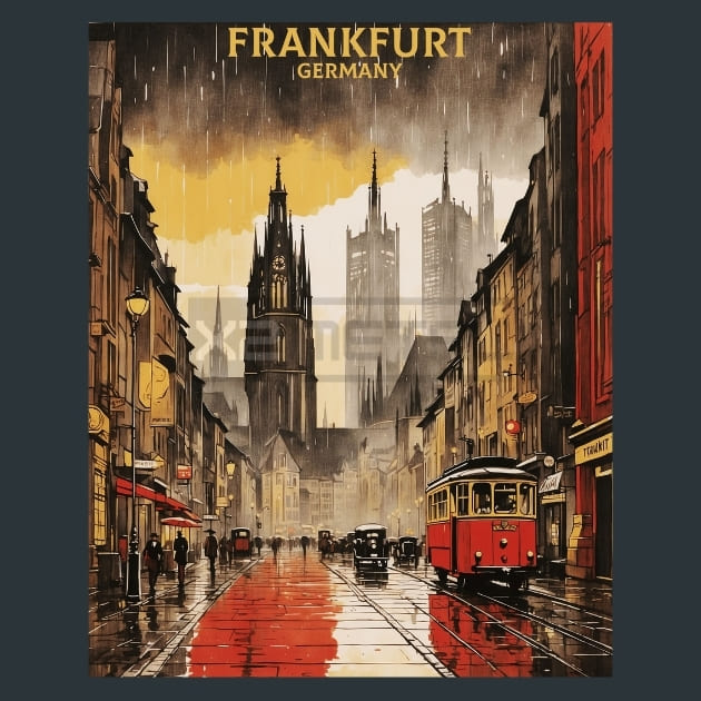 Frankfurt Main Germany Metal Wall Art and Desktop Mouse Pad by X2Metal