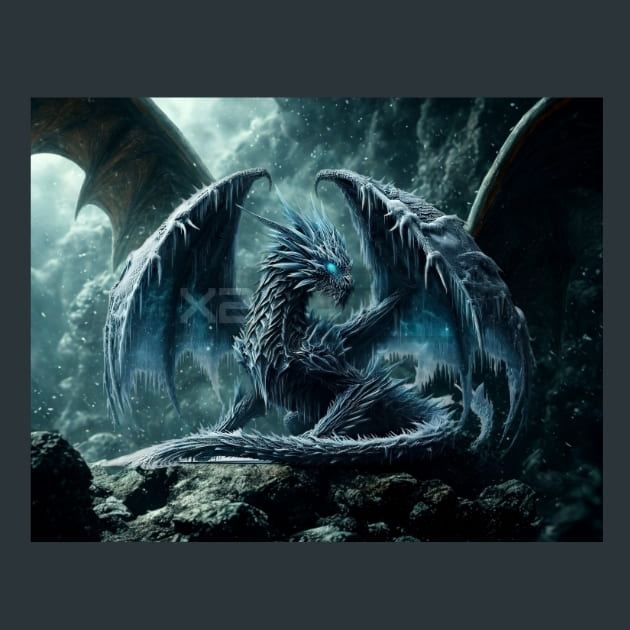 Frozen Wasteland Dragon Metal Wall Art and Desktop Mouse Pad by X2Metal