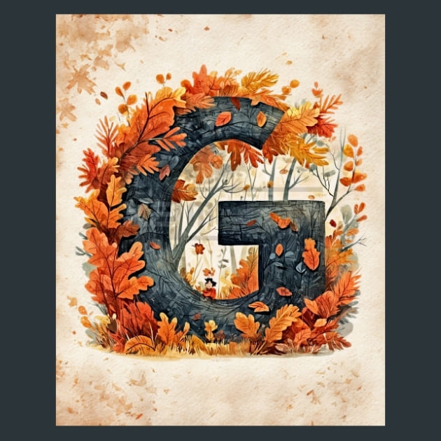 G Autumn Alphabets Metal Wall Art and Desktop Mouse Pad by X2Metal