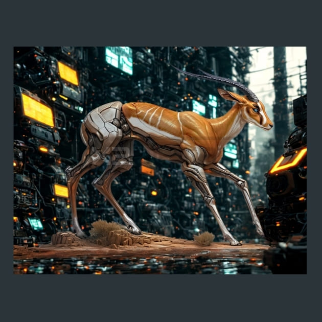 Gazelle Mechanimals Metal Wall Art and Desktop Mouse Pad by X2Metal