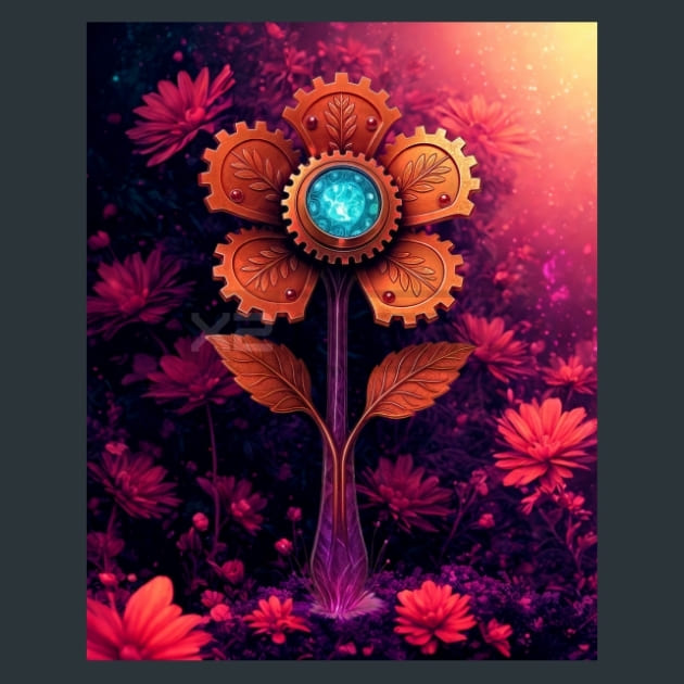 Gear Flower-Steampunk Metal Wall Art and Desktop Mouse Pad by X2Metal