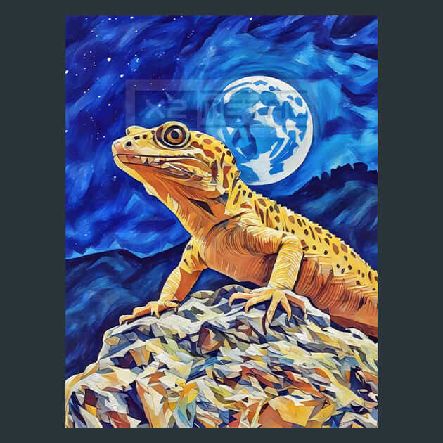 Gecko Under Moonlight Metal Wall Art and Desktop Mouse Pad by X2Metal