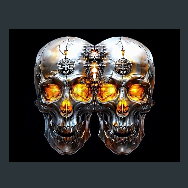 Gemini_Skull-Zodiac-Signs-Skull Metal Wall Art and Desktop Mouse Pad by X2Metal