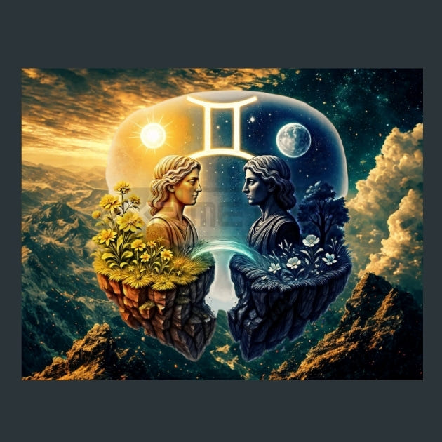 Gemini-Zodiac-Signs-Floating Metal Wall Art and Desktop Mouse Pad by X2Metal