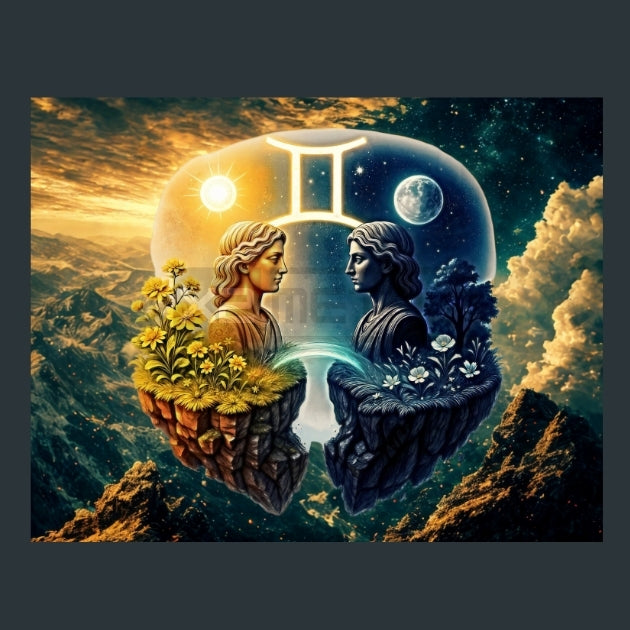 Gemini-Zodiac-Signs-Floating Metal Wall Art and Desktop Mouse Pad by X2Metal
