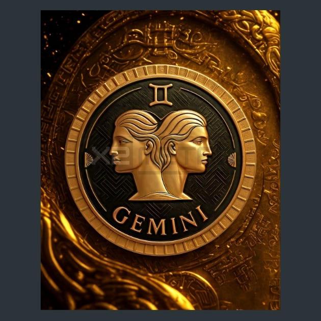 Gemini-Zodiac-Signs-Gold-Celtic Metal Wall Art and Desktop Mouse Pad by X2Metal