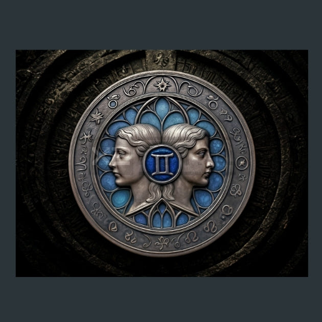 Gemini-Zodiac-Signs-Gothic Metal Wall Art and Desktop Mouse Pad by X2Metal