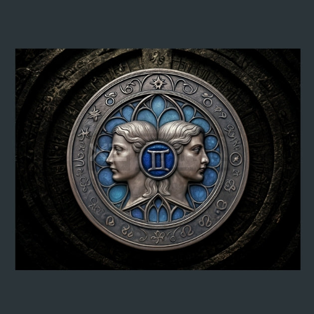 Gemini-Zodiac-Signs-Gothic Metal Wall Art and Desktop Mouse Pad by X2Metal