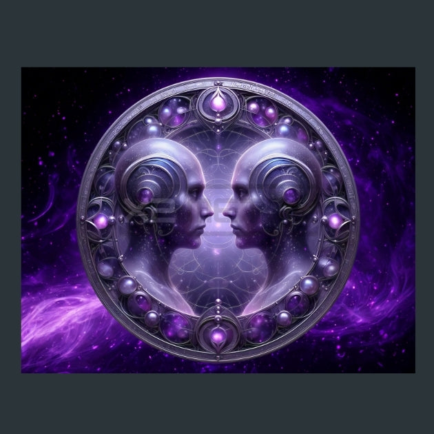Gemini-Zodiac-Signs-Round_12 Metal Wall Art and Desktop Mouse Pad by X2Metal