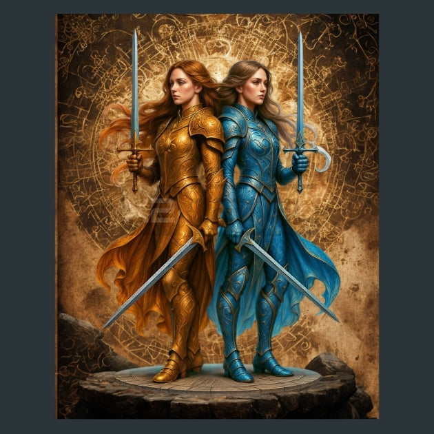 Gemini-Zodiac-Signs-Warriors Metal Wall Art and Desktop Mouse Pad by X2Metal