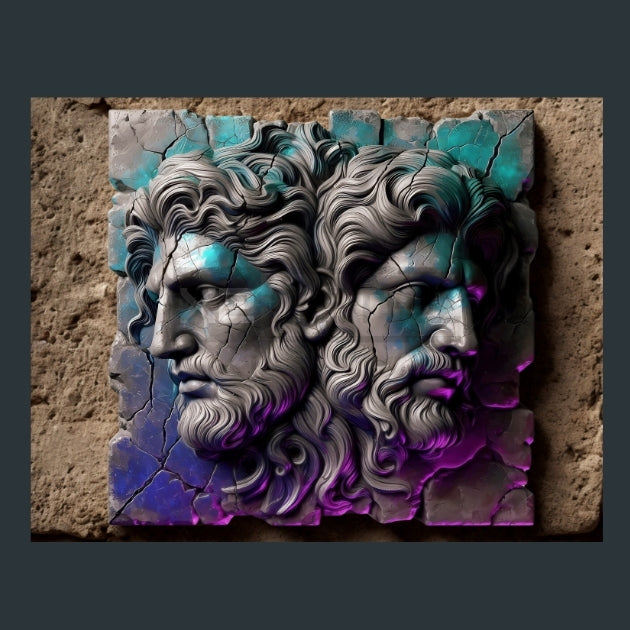 Gemini-Zodiac-Stone-Tablet Metal Wall Art and Desktop Mouse Pad by X2Metal