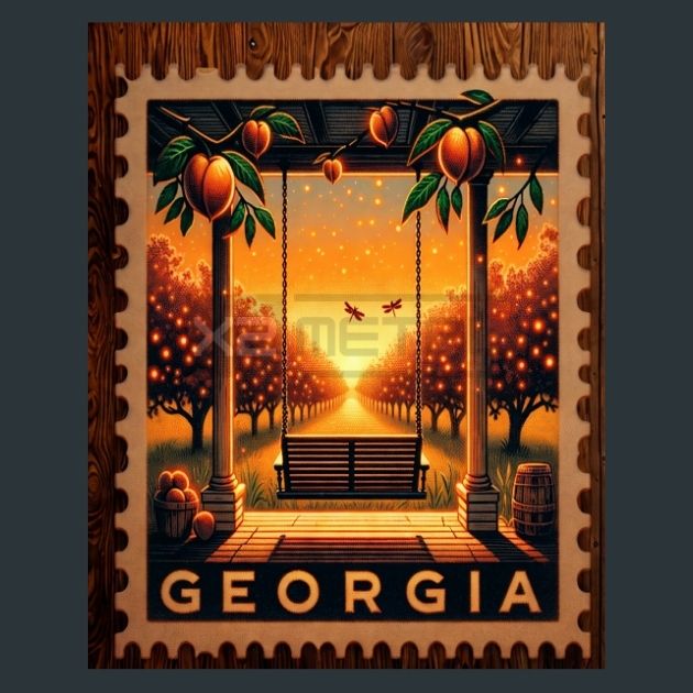 Georgia-Stamp-2-Metal-Prints