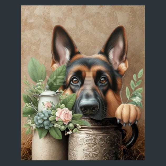 German Shepherd 2 Metal Wall Art and Desktop Mouse Pad by X2Metal