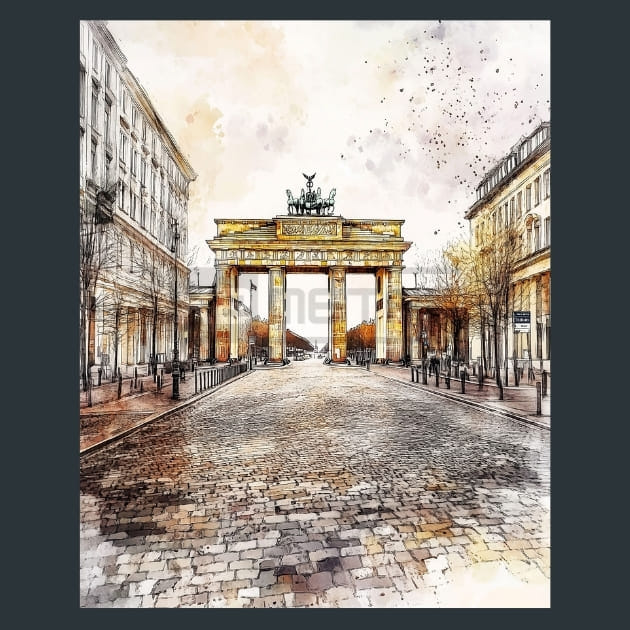 Germany Berlin Brandenburg Gate Street Metal Wall Art and Desktop Mouse Pad by X2Metal