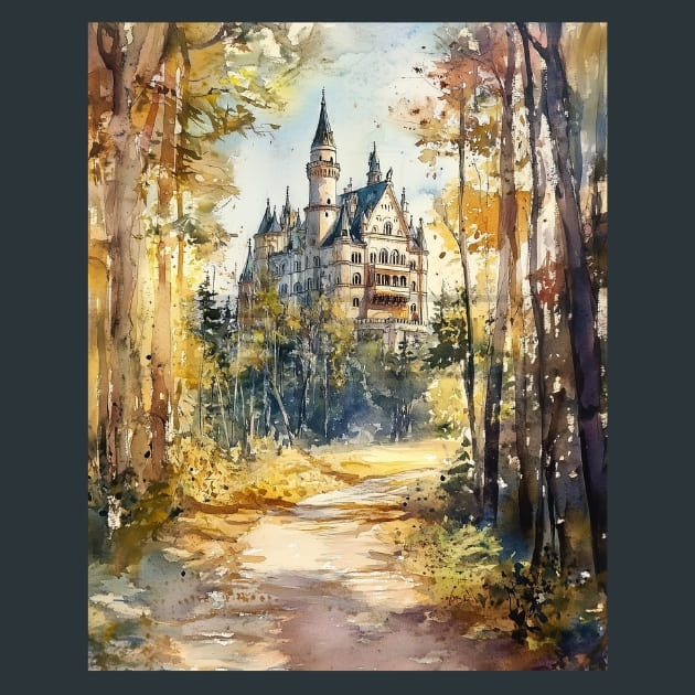 Germany Neuschwanstein Castle Metal Wall Art and Desktop Mouse Pad by X2Metal