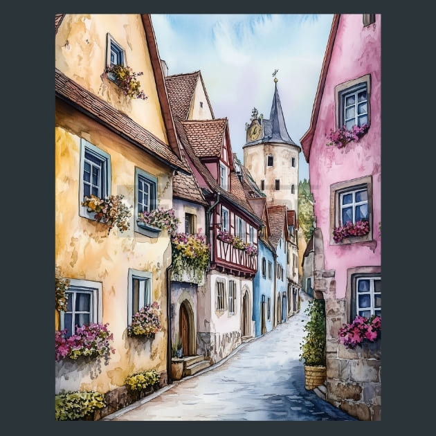 Germany Rothenburg ob der Tauber Metal Wall Art and Desktop Mouse Pad by X2Metal