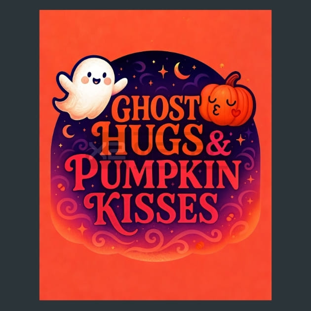 Ghost Hugs and Pumpkin Kisses Metal Wall Art and Desktop Mouse Pad by X2Metal