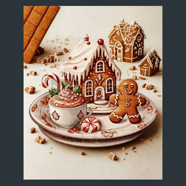 Gingerbread Joy 37 Metal Wall Art and Desktop Mouse Pad by X2Metal