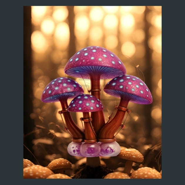Glowing_Mushrooms-Steampunk_metal_prints_posters_mouse_pads