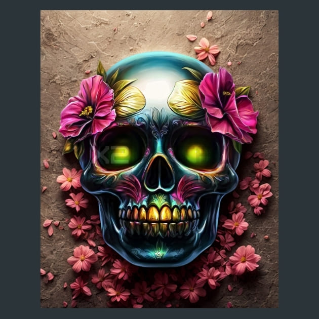 Glow in the Dark Sugar Skull Metal Wall Art and Desktop Mouse Pad by X2Metal