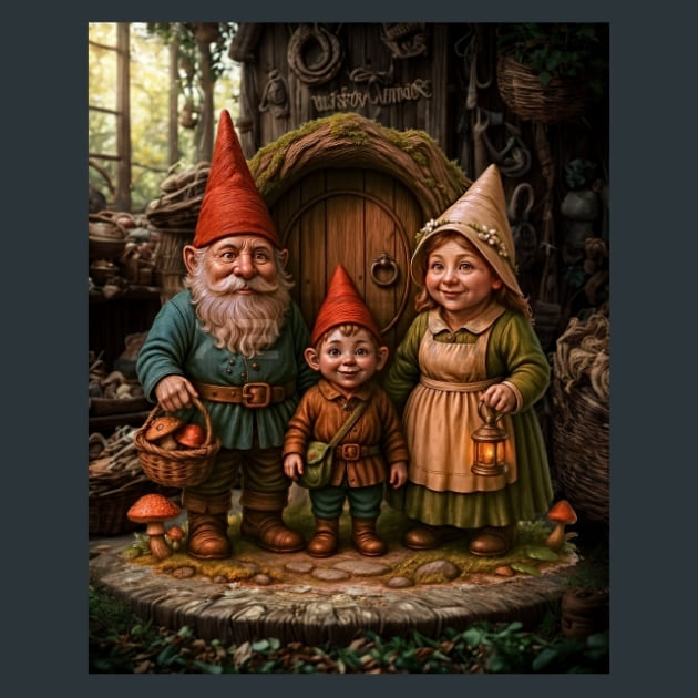 Gnome Family 2-Magical Forest Metal Wall Art and Desktop Mouse Pad by X2Metal