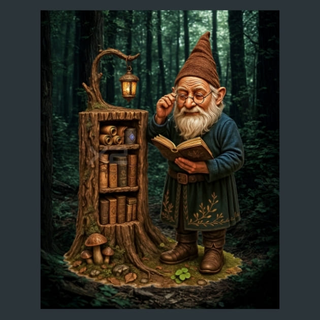 Gnome Librarian Metal Wall Art and Desktop Mouse Pad by X2Metal