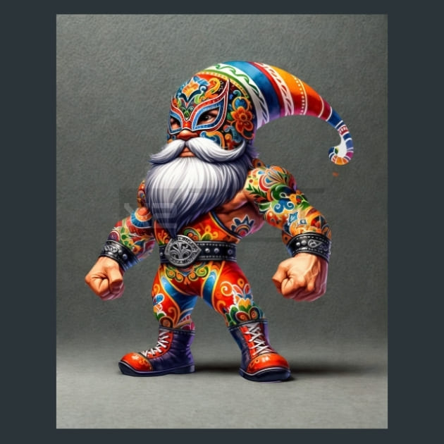 Gnome Luchadores 01 Metal Wall Art and Desktop Mouse Pad by X2Metal