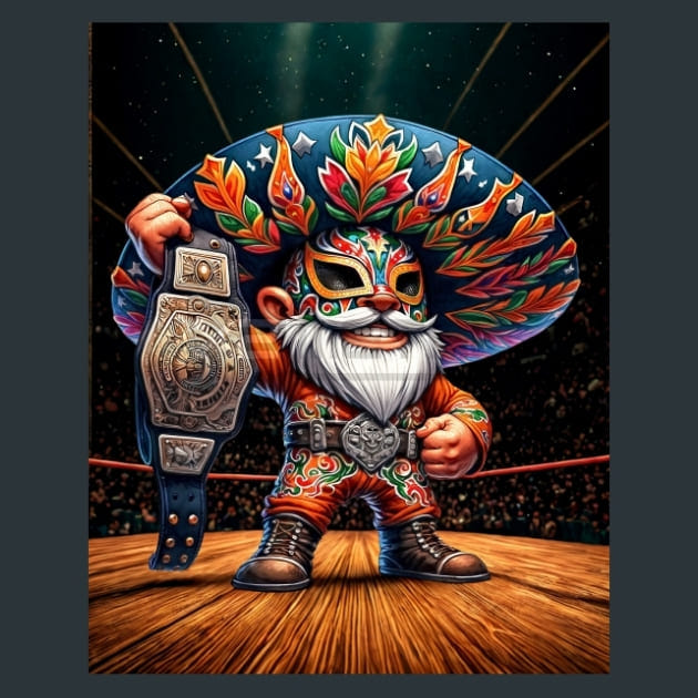 Gnome Luchadores 16 Metal Wall Art and Desktop Mouse Pad by X2Metal