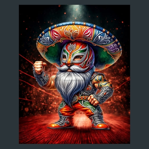Gnome Luchadores 17 Metal Wall Art and Desktop Mouse Pad by X2Metal