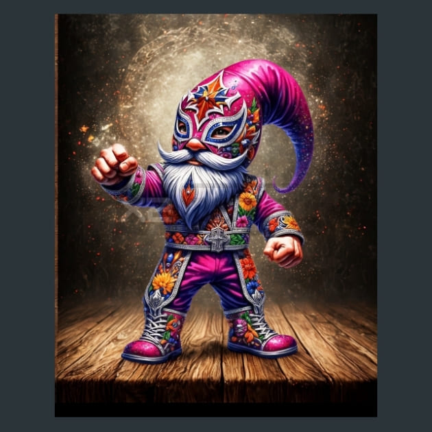 Gnome Luchadores 19 Metal Wall Art and Desktop Mouse Pad by X2Metal