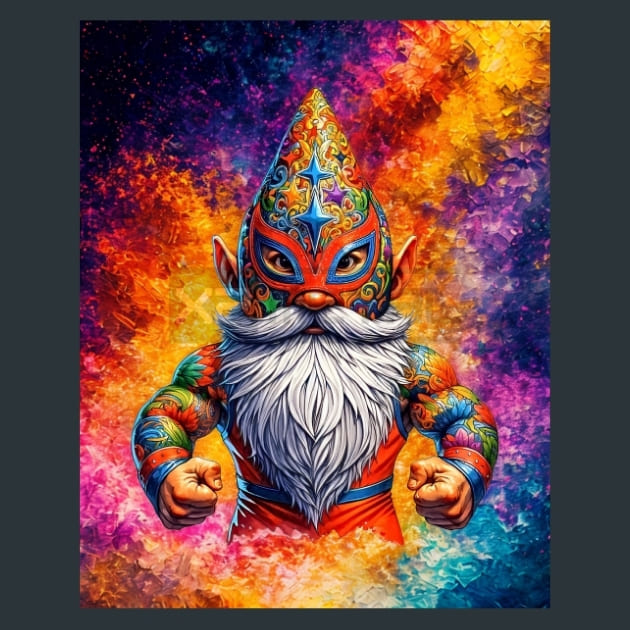 Gnome Luchadores 22 Metal Wall Art and Desktop Mouse Pad by X2Metal