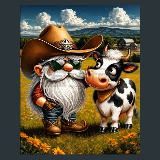 Gnome Wild West 10 Metal Wall Art and Desktop Mouse Pad by X2Metal