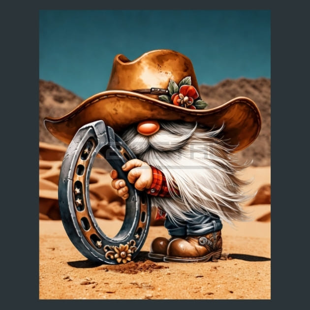 Gnome Wild West 13 Metal Wall Art and Desktop Mouse Pad by X2Metal