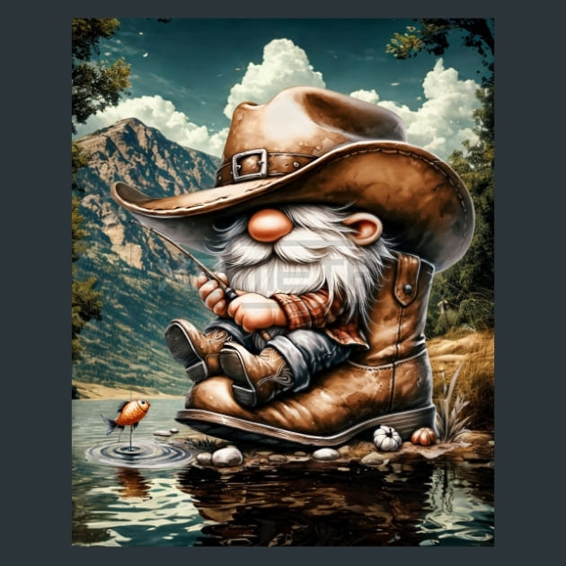 Gnome Wild West 14 Metal Wall Art and Desktop Mouse Pad by X2Metal